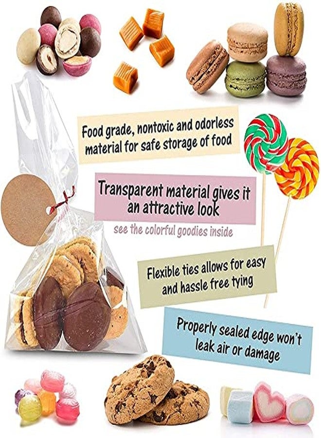 XLSFPY 100PCS Clear Cellophane Bags, 5x7 Small Treat Bags with Ties, Cake Pop Bags, Candy Bags, Goodie Bags, Rice Crispy Treat Bags, Clear Bags for Favors Birthday Party (5'' x 7'') - Image 4